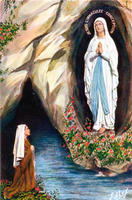 Sainte Bernadette devant la grotte